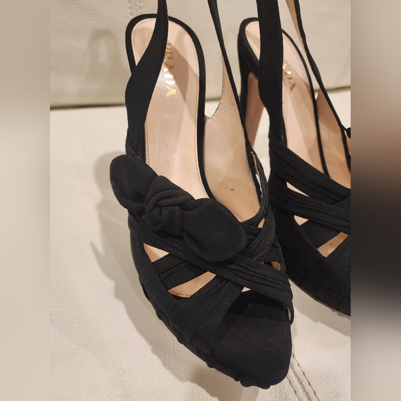 Prada knotted pump color black , made from silk outside and leather inside, size - Picture 12 of 14